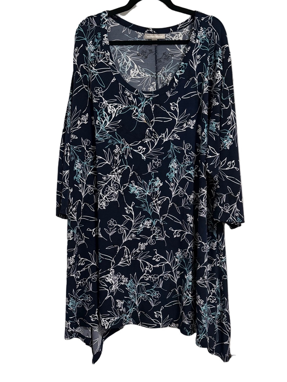 Woman Within Navy Floral Scoop-Neck Tunic/Dress